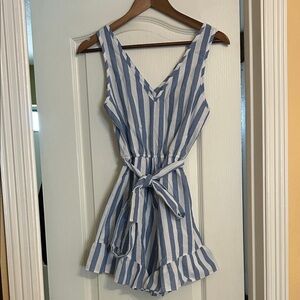 SHEIN Blue and White Striped Romper